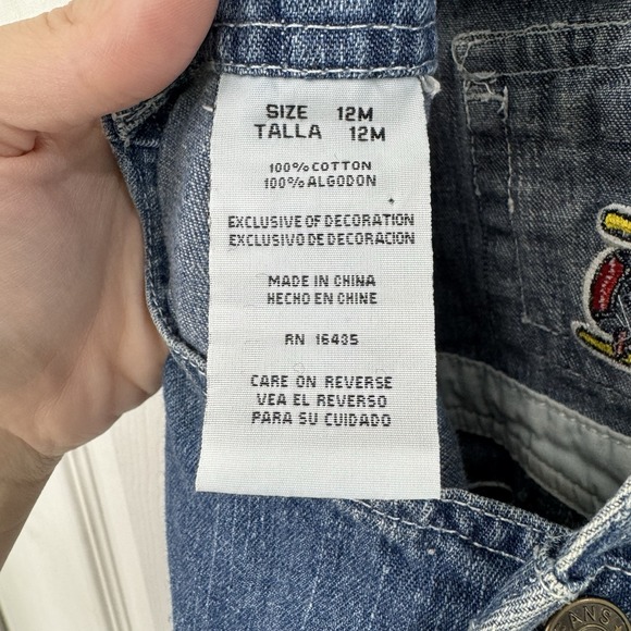 Vintage Jeans Wear Denim Childrens Overalls w Embroidered Helicopters 12 Months - Picture 9 of 10